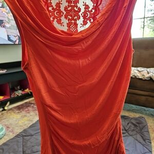 Red Sleeveless Dress with Lace Back